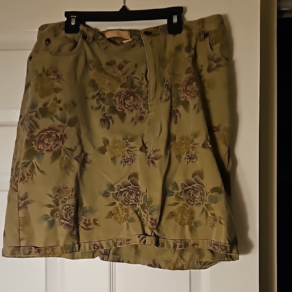 Floral Khaki Skirt
